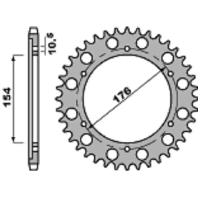 Couronne PBR 43 dents acier standard pas 530 type 4434
