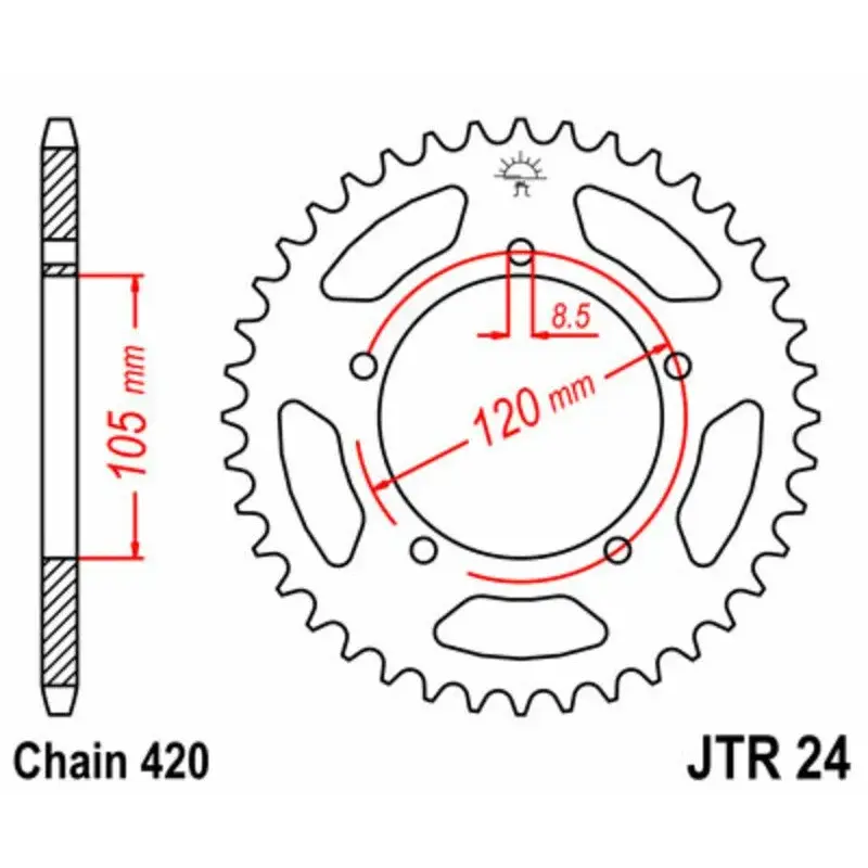 Couronne JT SPROCKETS 50 dents acier standard pas 420 type 24