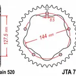Couronne JT SPROCKETS 38 dents alu ultra-light pas 520 type 751