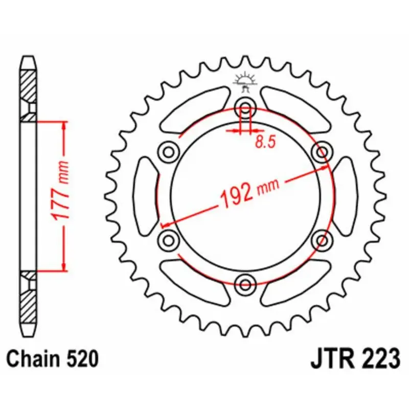 Couronne JT SPROCKETS 53 dents acier pas 520 type 223