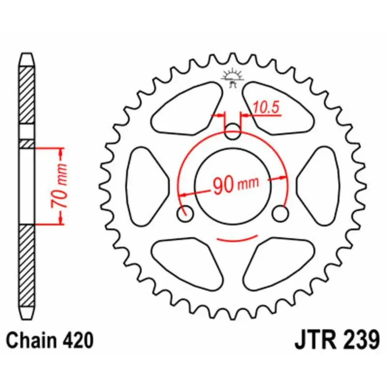 Couronne JT SPROCKETS 45 dents acier pas 420 type 239