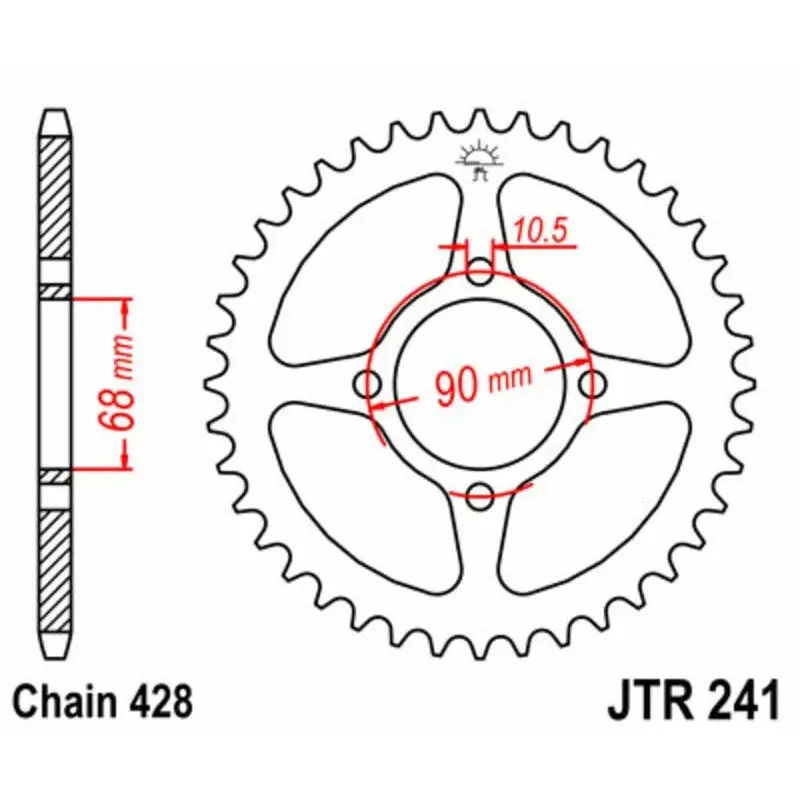 Couronne JT SPROCKETS 53 dents acier pas 428 type 241