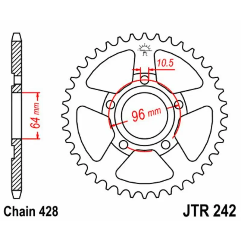 Couronne JT SPROCKETS 53 dents acier pas 428 type 242