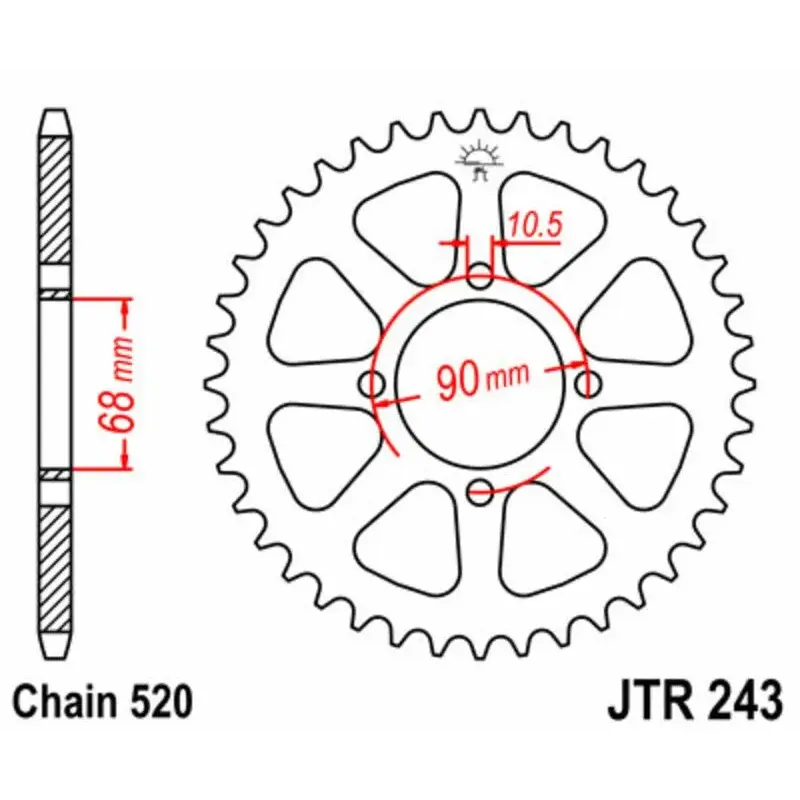 Couronne JT SPROCKETS 42 dents acier pas 520 type 243