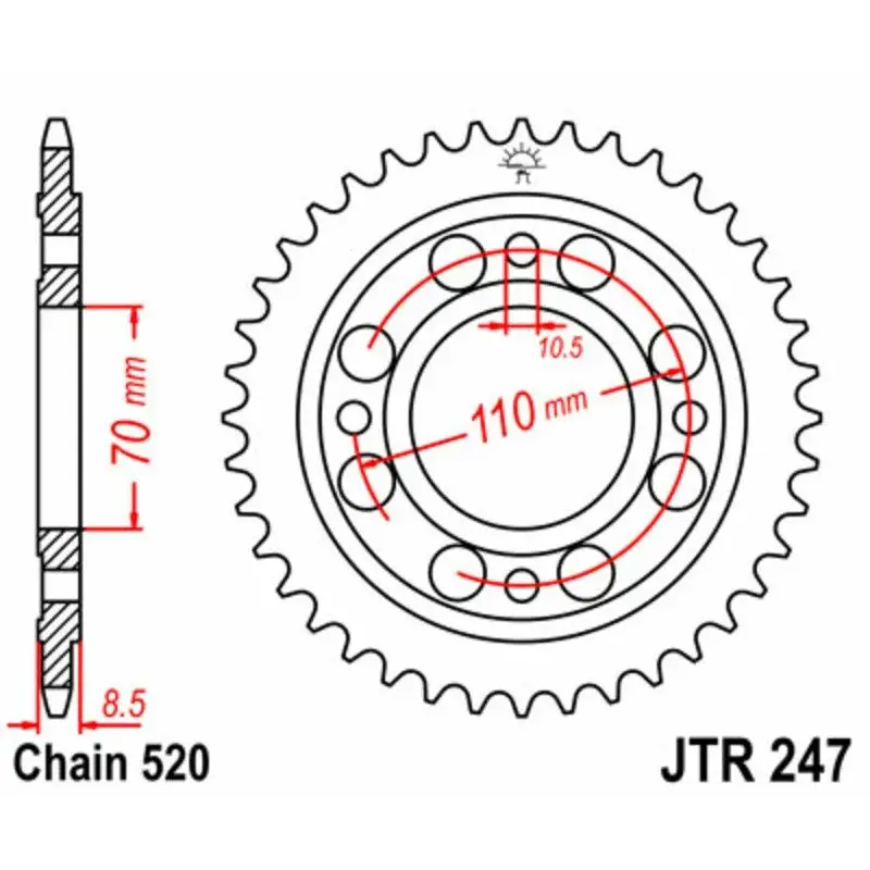 Couronne JT SPROCKETS 36 dents acier pas 520 type 247