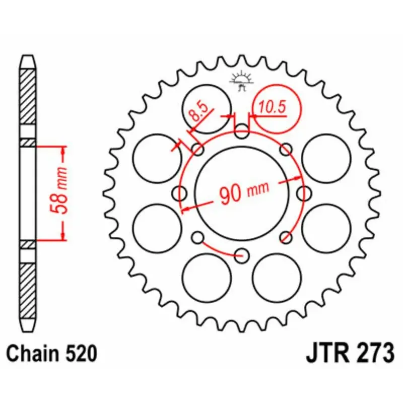 Couronne JT SPROCKETS 39 dents acier pas 520 type 273