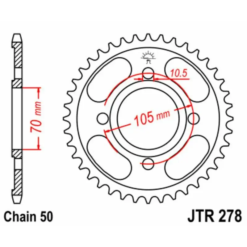 Couronne JT SPROCKETS 36 dents acier pas 530 type 278