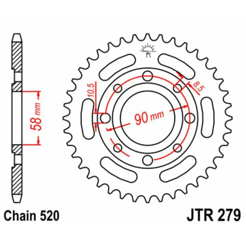 Couronne JT SPROCKETS 31 dents acier pas 520 type 279