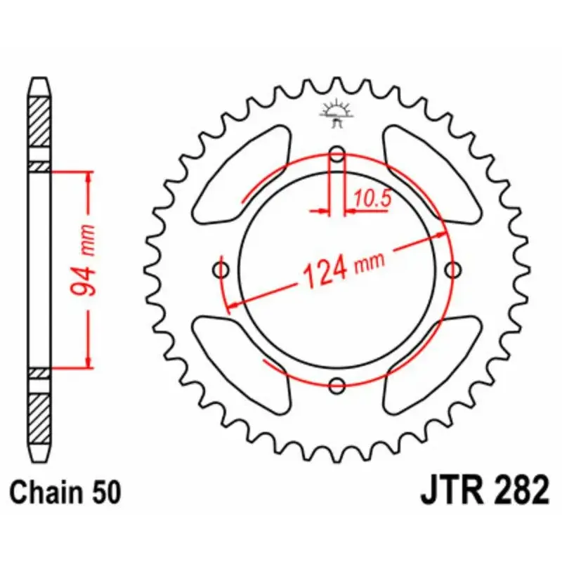 Couronne JT SPROCKETS 37 dents acier pas 530 type 282