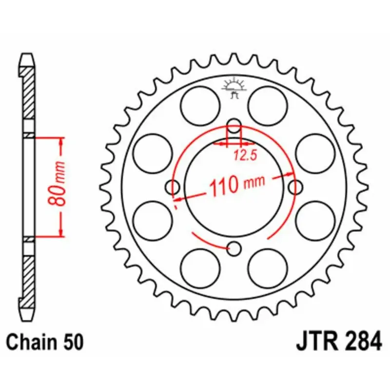 Couronne JT SPROCKETS 40 dents acier pas 530 type 284