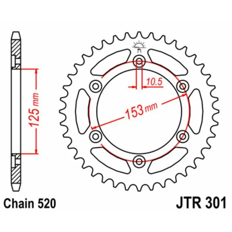 Couronne JT SPROCKETS 40 dents acier standard pas 520 type 301
