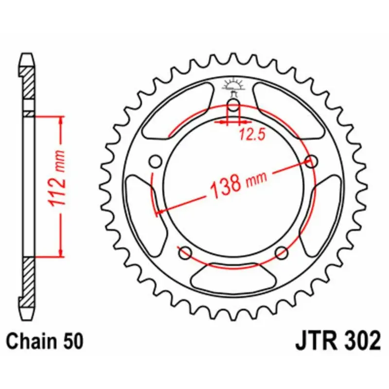 Couronne JT SPROCKETS 41 dents acier pas 530 type 302