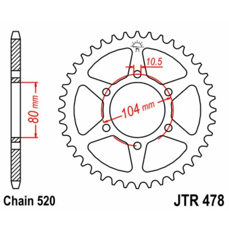 Couronne JT SPROCKETS 46 dents acier standard pas 520 type 478