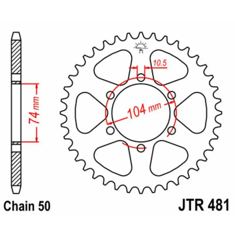 Couronne JT SPROCKETS 42 dents acier pas 530 type 481