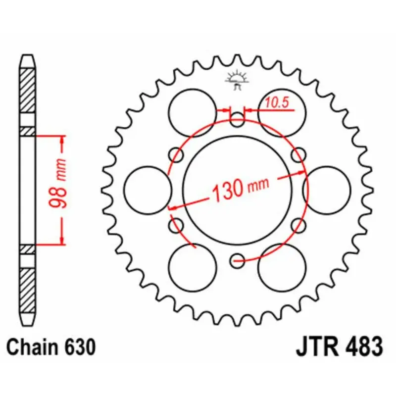 Couronne JT SPROCKETS 35 dents acier pas 630 type type 483