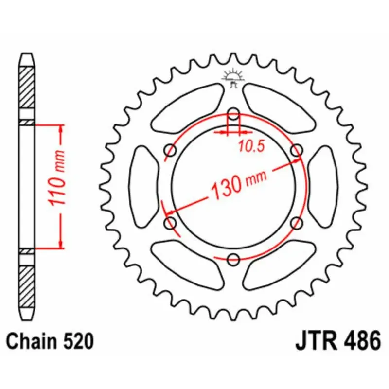 Couronne JT SPROCKETS 45 dents acier pas 520 type 486
