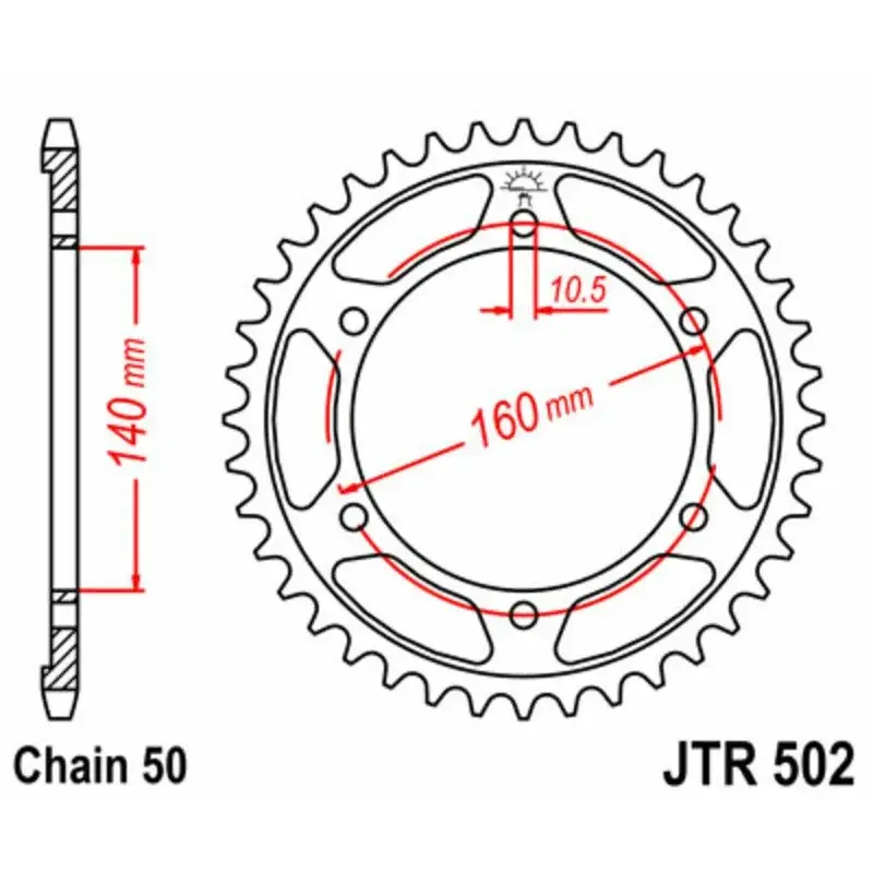 Couronne JT SPROCKETS 44 dents acier pas 530 type 502