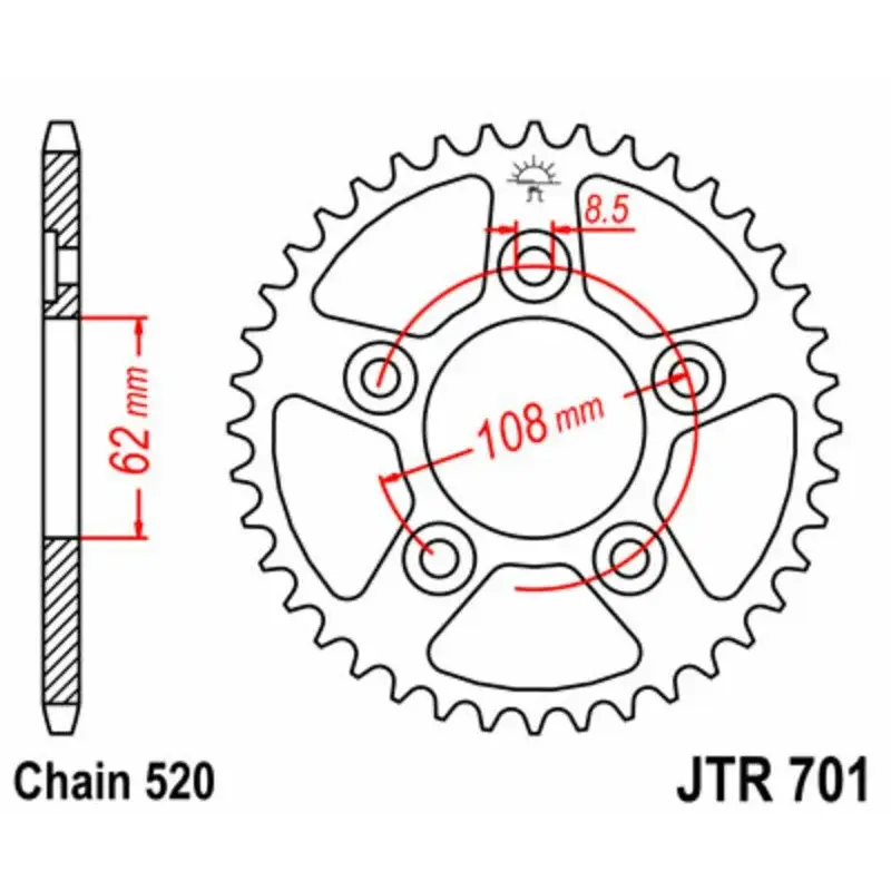Couronne JT SPROCKETS 39 dents acier pas 520 type 701