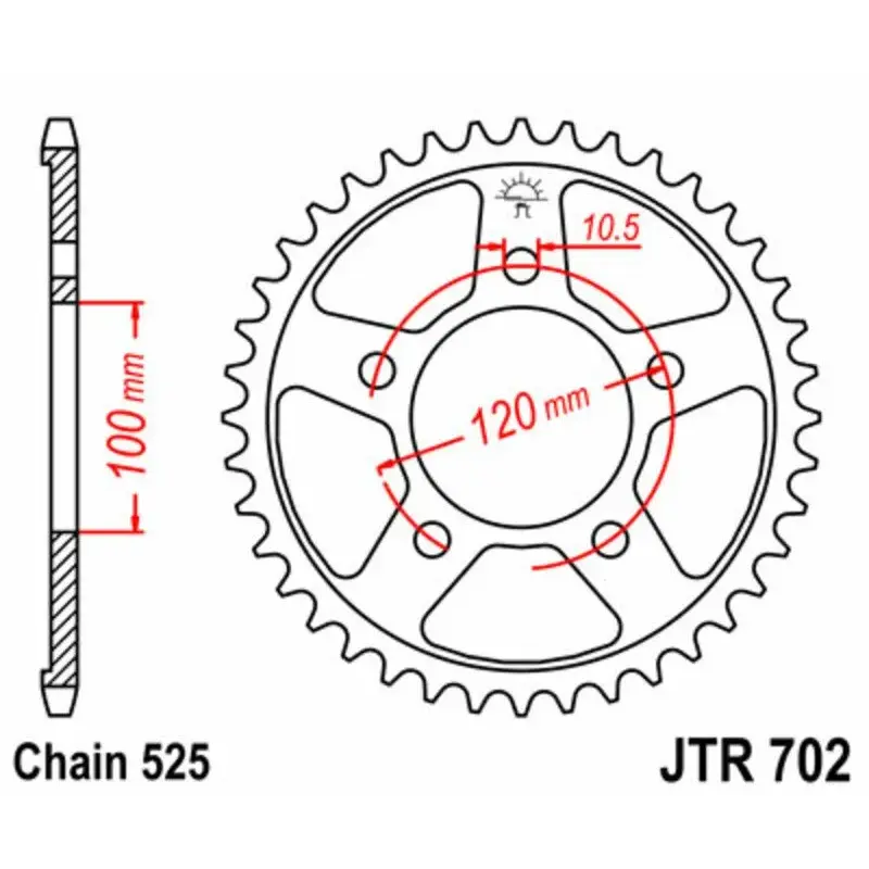 Couronne JT SPROCKETS 42 dents acier pas 525 type 702 Aprilia Shiver 750