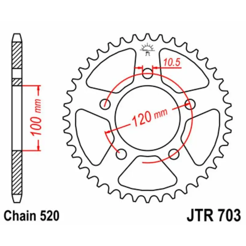 Couronne JT SPROCKETS 40 dents acier pas 520 type 703