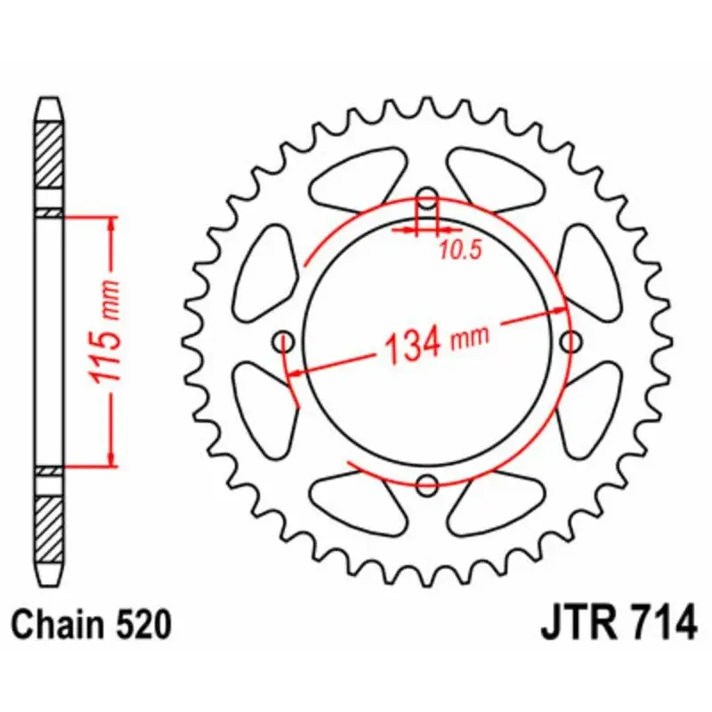 Couronne JT SPROCKETS 50 dents acier pas 520 type 714