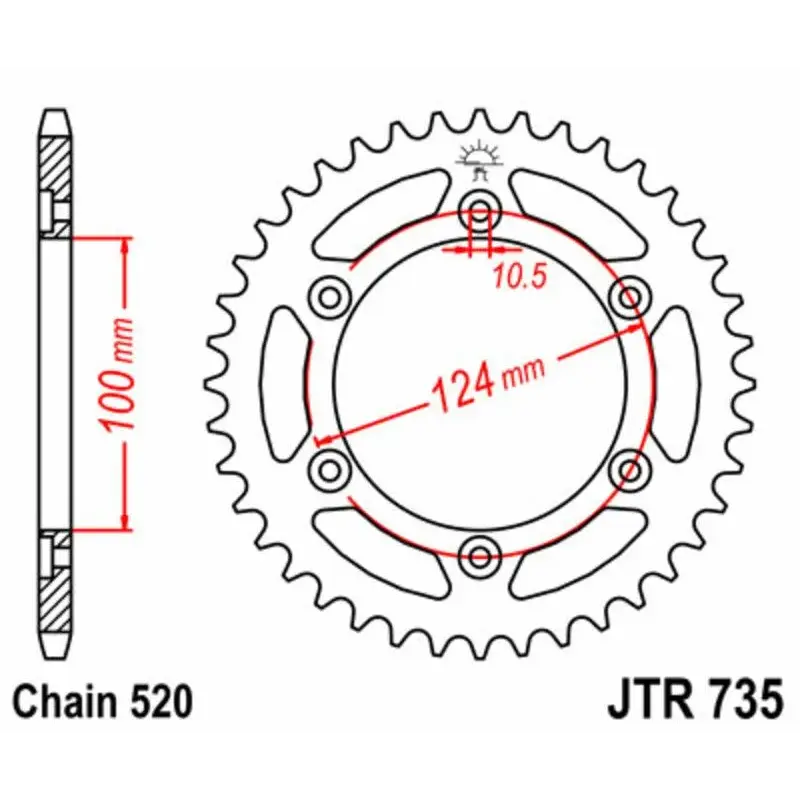 Couronne JT SPROCKETS 36 dents acier pas 520 type 735