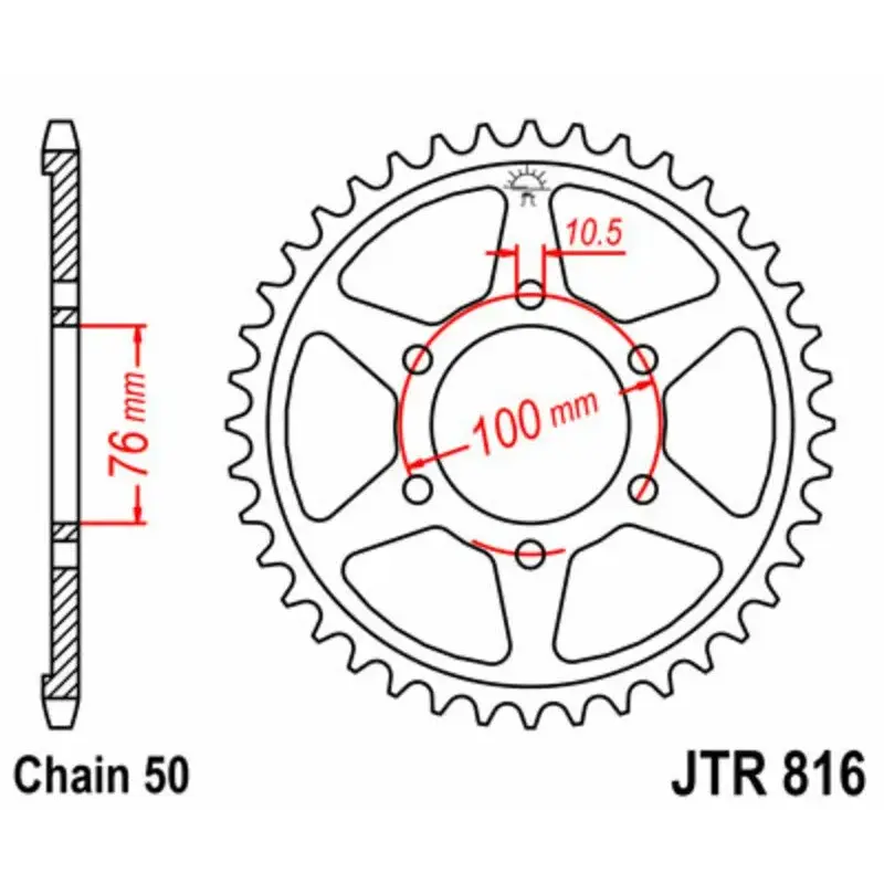 Couronne JT SPROCKETS 40 dents acier pas 530 type 816