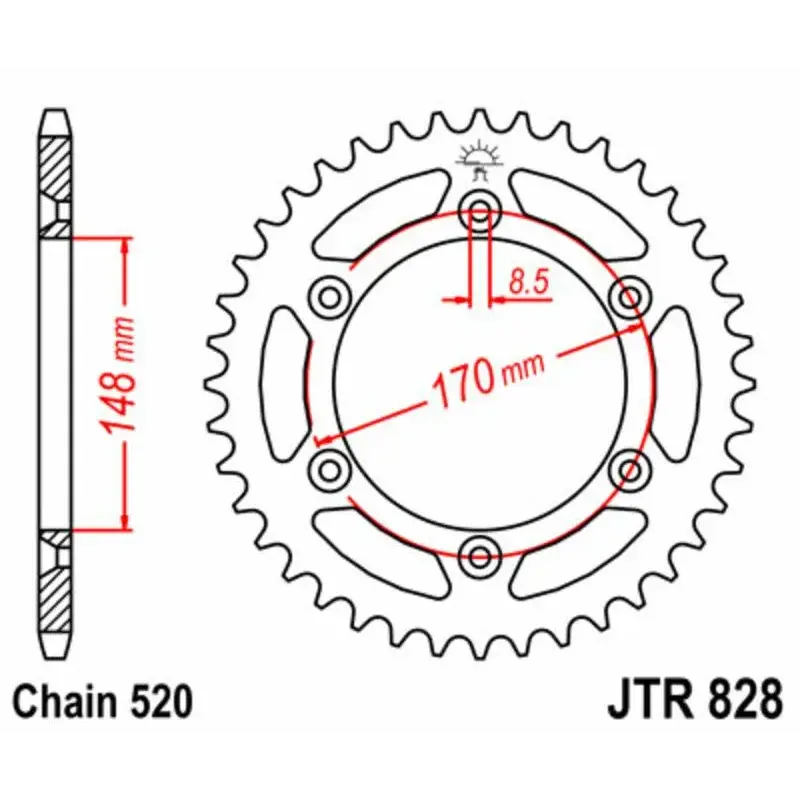 Couronne JT SPROCKETS 47 dents acier pas 520 type 828