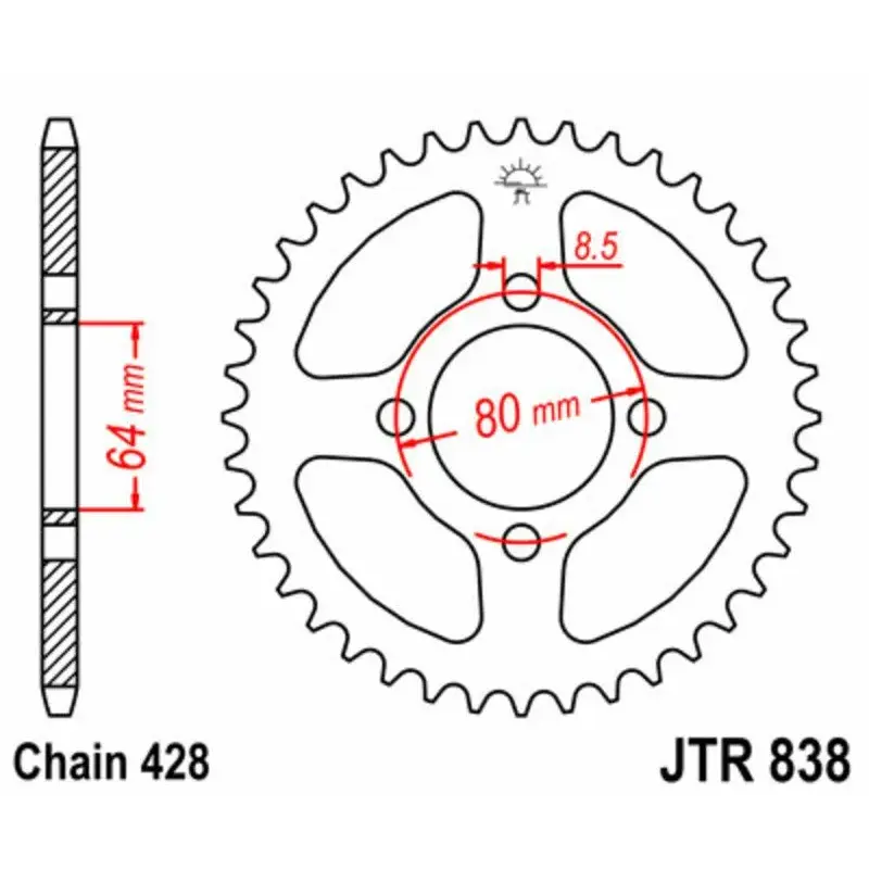 Couronne JT SPROCKETS 43 dents acier pas 428 type 838