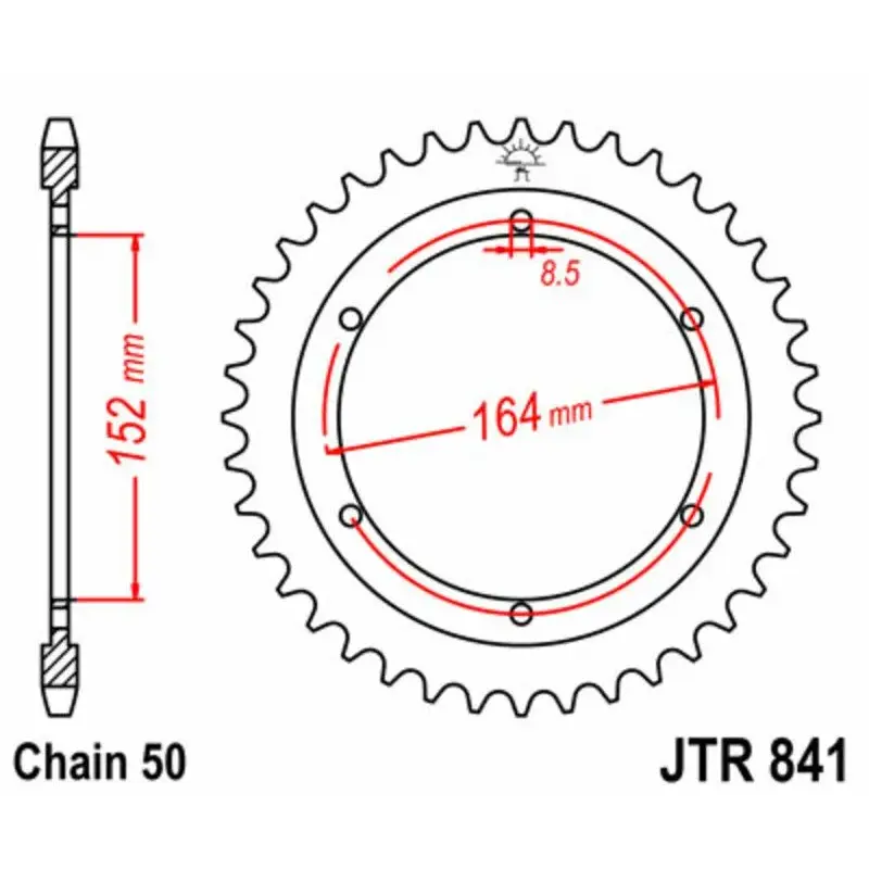 Couronne JT SPROCKETS 42 dents acier pas 530 type 841