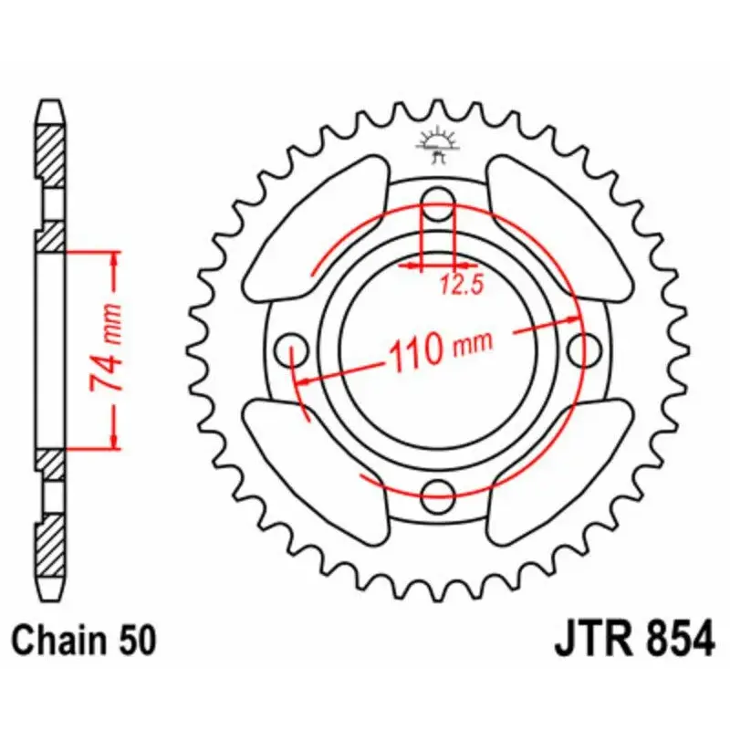 Couronne JT SPROCKETS 43 dents acier pas 530 type 854