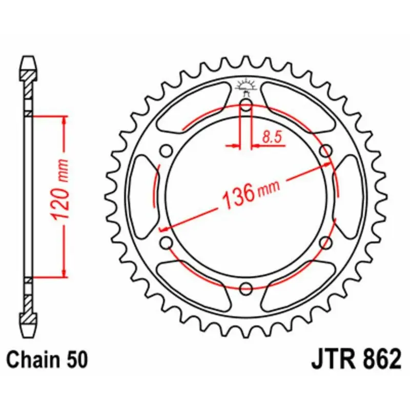 Couronne JT SPROCKETS 38 dents acier pas 530 type 862