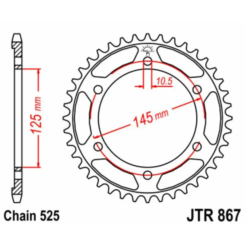 Couronne JT SPROCKETS 42 dents acier pas 525 type 867