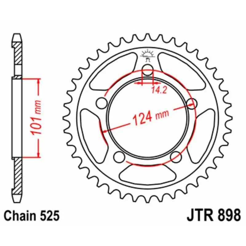 Couronne JT SPROCKETS 38 dents acier pas 525 type 898