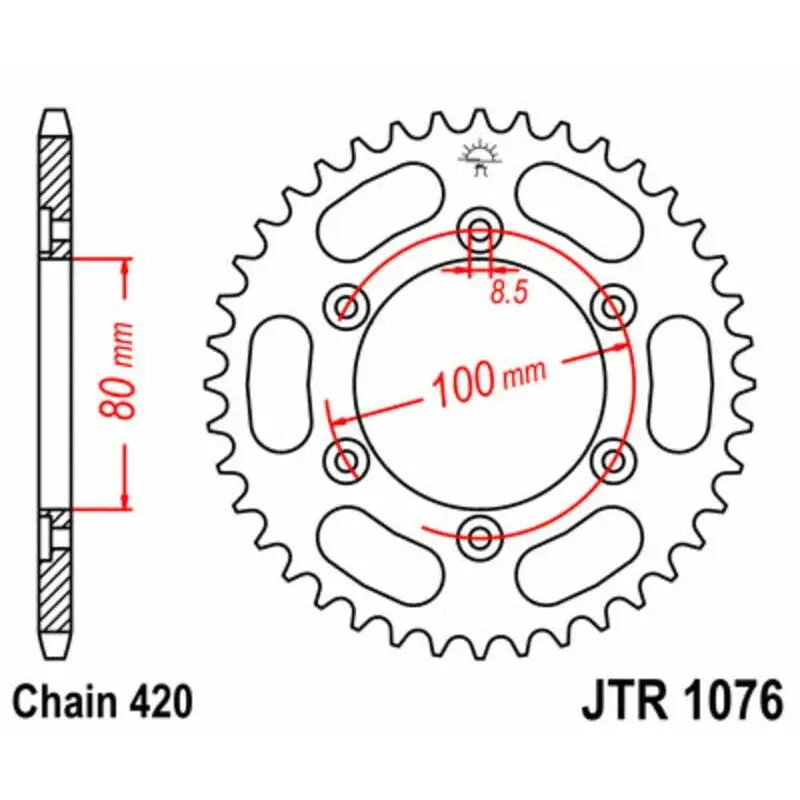 Couronne JT SPROCKETS 52 dents acier pas 420 type 1076
