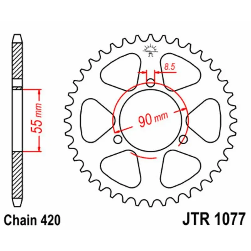 Couronne JT SPROCKETS 47 dents acier pas 420 type 1077