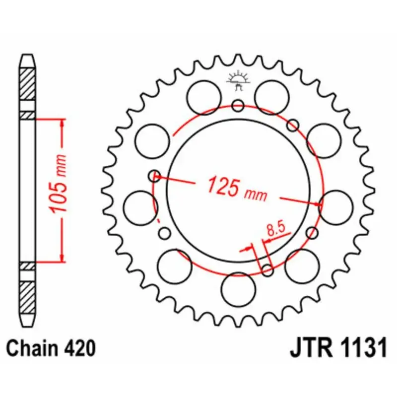 Couronne JT SPROCKETS 48 dents acier pas 420 type 1131