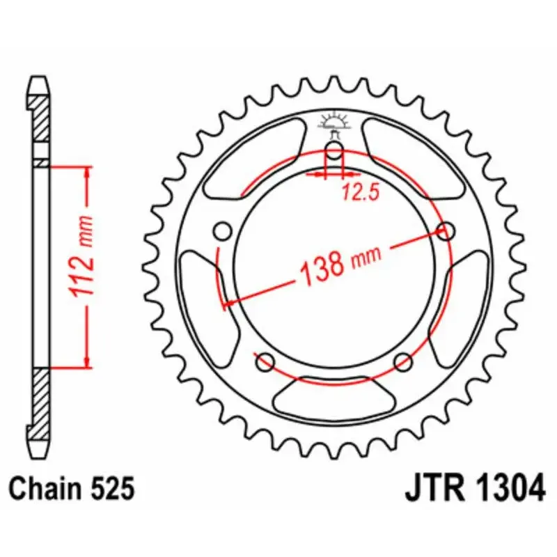 Couronne JT SPROCKETS 42 dents acier pas 525 type 1304 Honda CB600F Hornet