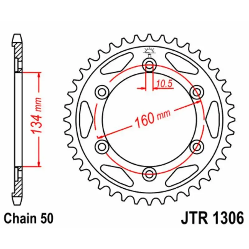Couronne JT SPROCKETS 42 dents acier pas 530 type 1306