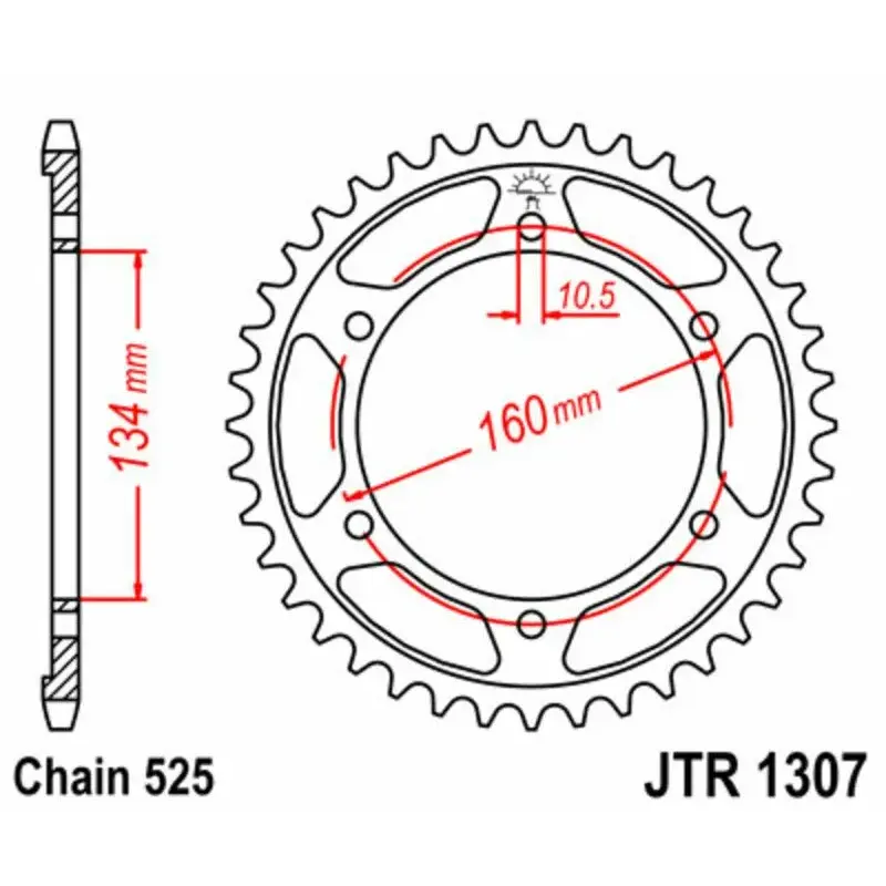 Couronne JT SPROCKETS 45 dents acier pas 527 type 1307