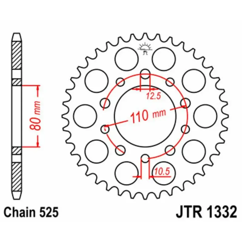 Couronne JT SPROCKETS 36 dents acier pas 525 type 1332