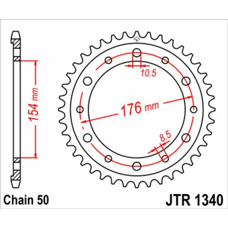 Couronne JT SPROCKETS 44 dents acier pas 530 type 1340