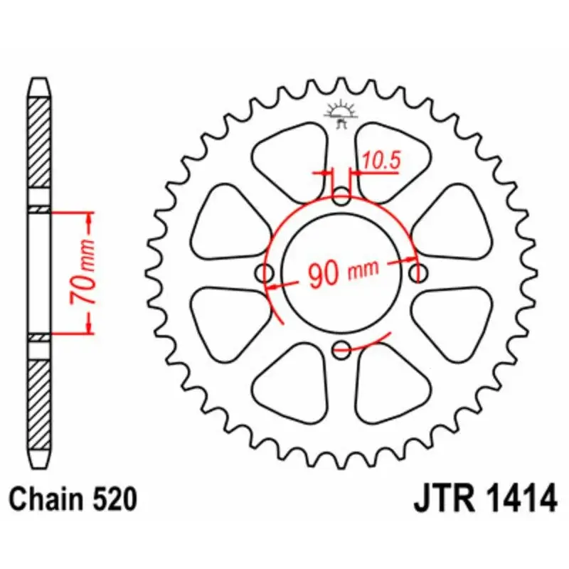 Couronne JT SPROCKETS 43 dents acier standard pas 520 type 1414