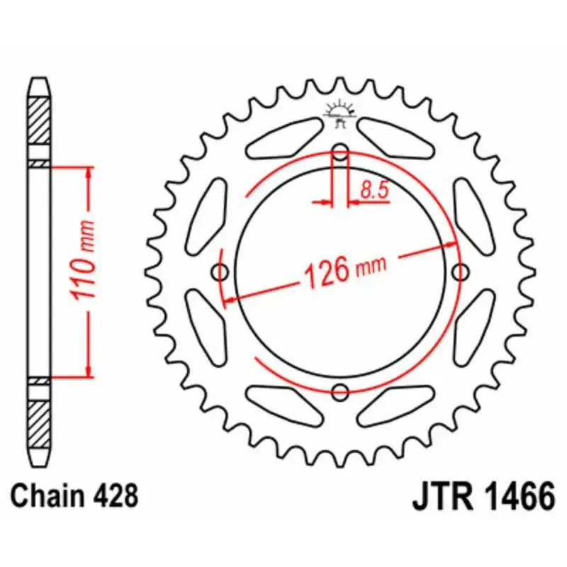 Couronne JT SPROCKETS 47 dents acier pas 428 type 1466