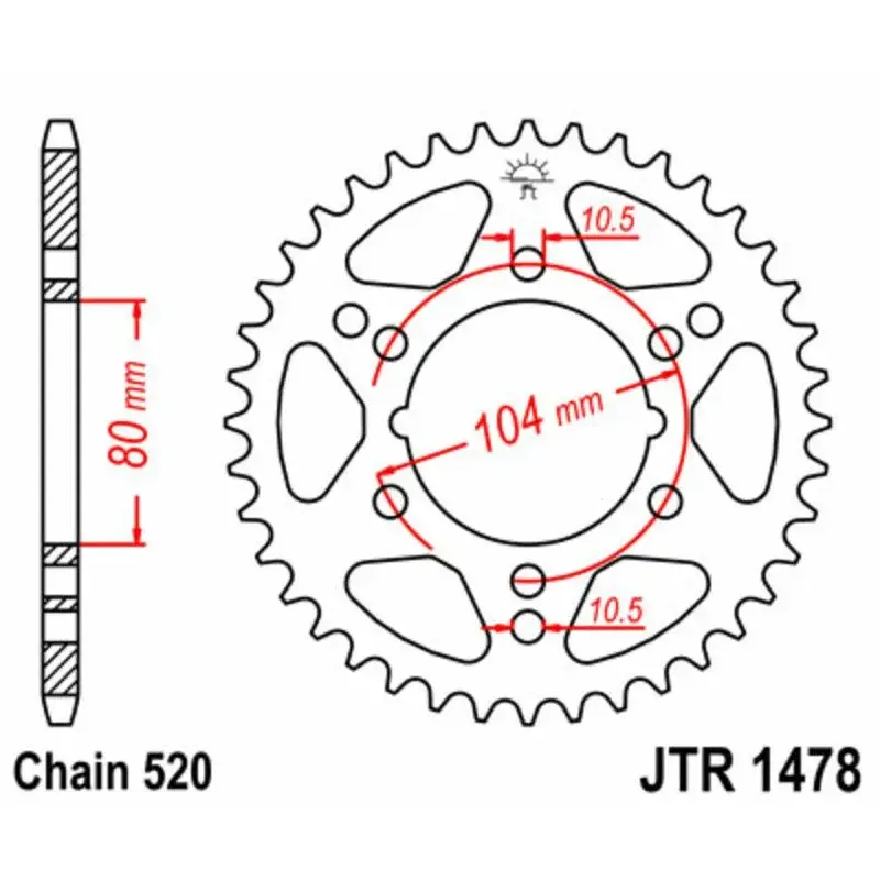 Couronne JT SPROCKETS 40 dents acier standard pas 520 type 1478