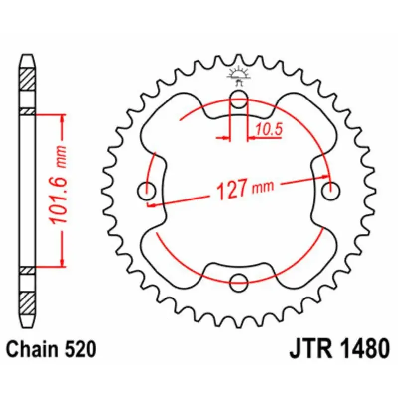 Couronne JT SPROCKETS 38 dents acier standard pas 525 type 1480