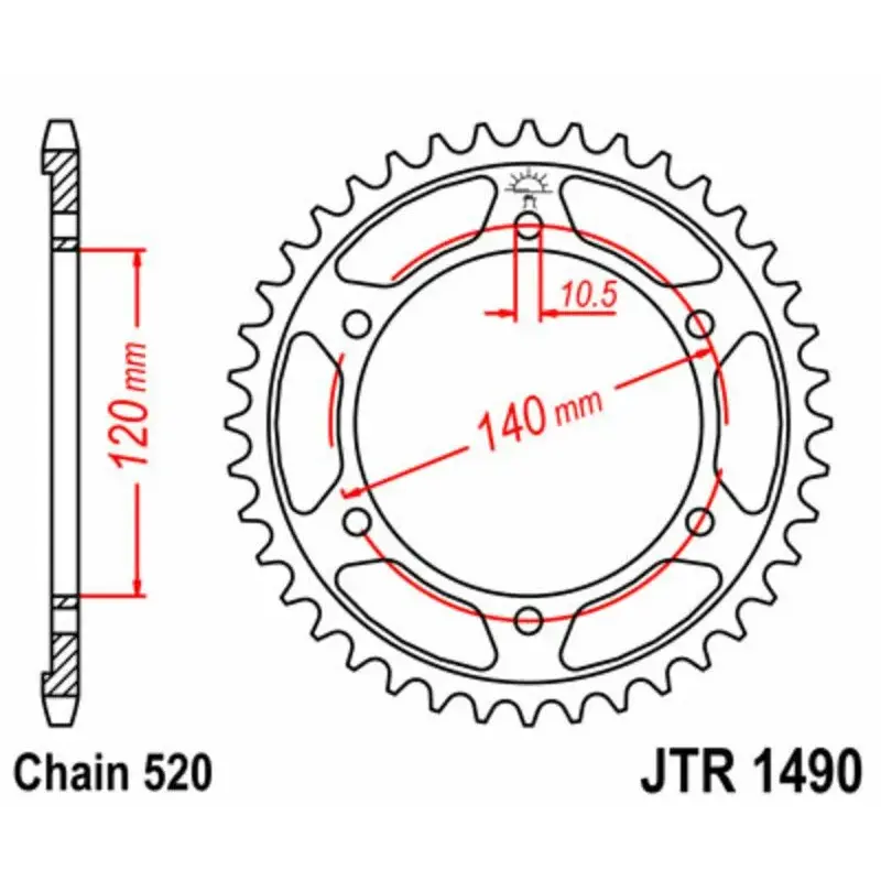Couronne JT SPROCKETS 44 dents acier pas 520 type 1490