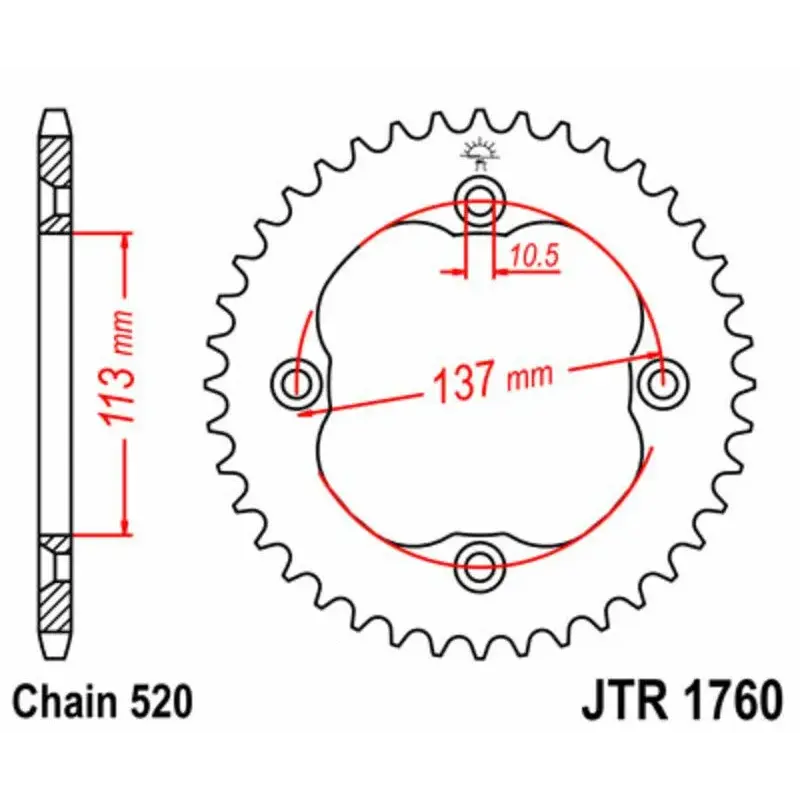 Couronne JT SPROCKETS 36 dents acier standard pas 520 type 1760