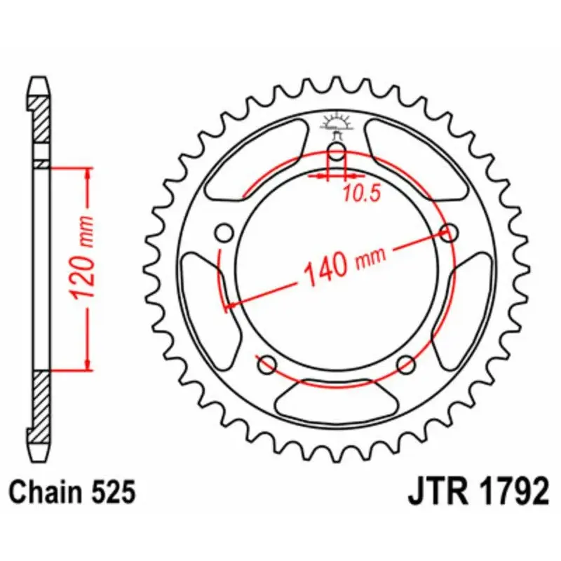 Couronne JT SPROCKETS 42 dents acier pas 525 type 1792