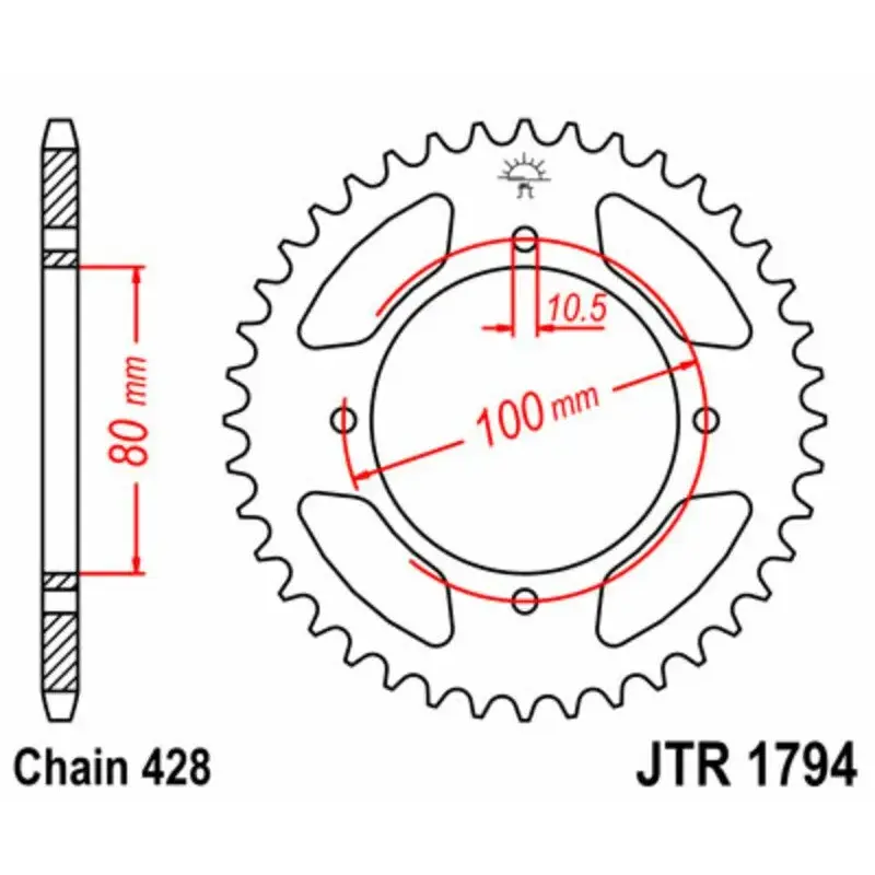 Couronne JT SPROCKETS 45 dents acier pas 428 type 1794